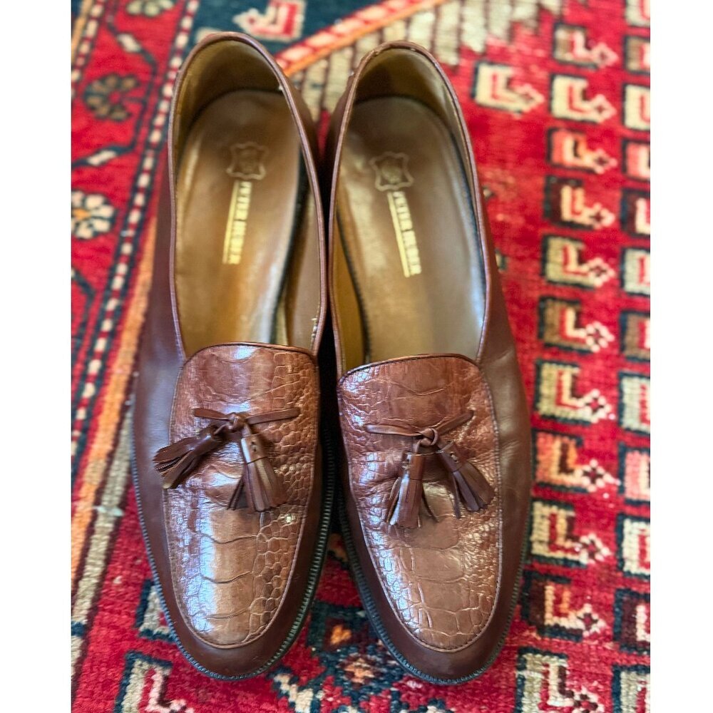 Peter Huber Genuine Ostrich Tassel Loafers Men’s 12 Narrow Made in Spain